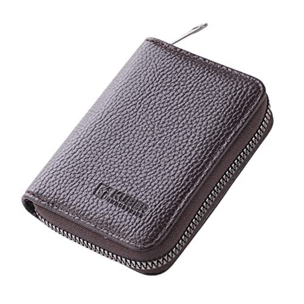 Kuber Industries Wallet for Women/Men | Card Holder for Men &amp; Women | Leather Wallet for ID, Visiting Card, Business Card, ATM Card Holder | Slim Wallet | Zipper Closure, Coffee