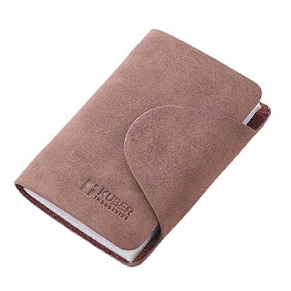 Kuber Industries Wallet for Women/Men | Card Holder for Men &amp; Women | Leather Wallet for ID, Visiting Card, Business Card, ATM Card Holder | Slim Wallet | Butten Closure, Coffee