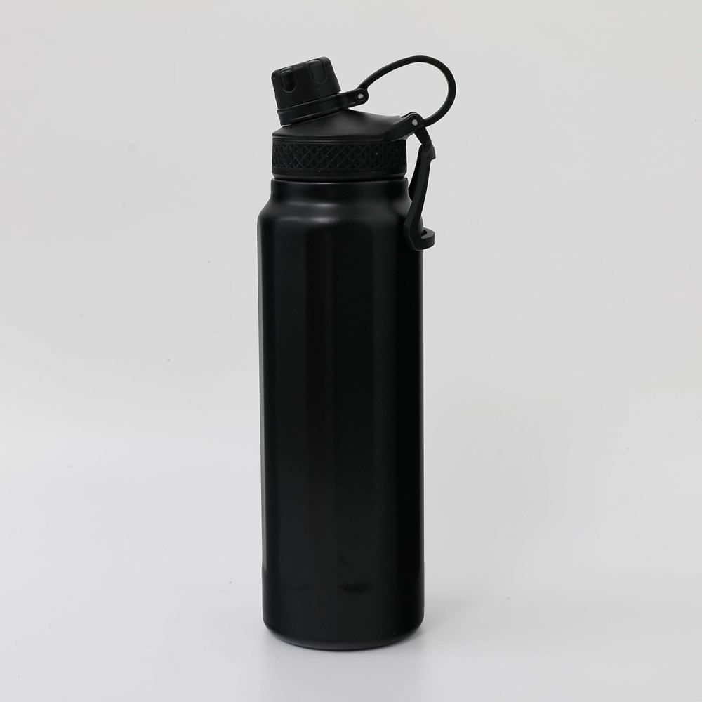 Kuber Industries Water Bottle | Vacuum Insulated Travel Bottle | Hot &amp; Cold Water Bottle | Sipper Bottle for Kids | Thermos Flask for Gym Bottle | MYZ-230801A | 950 ML | Black