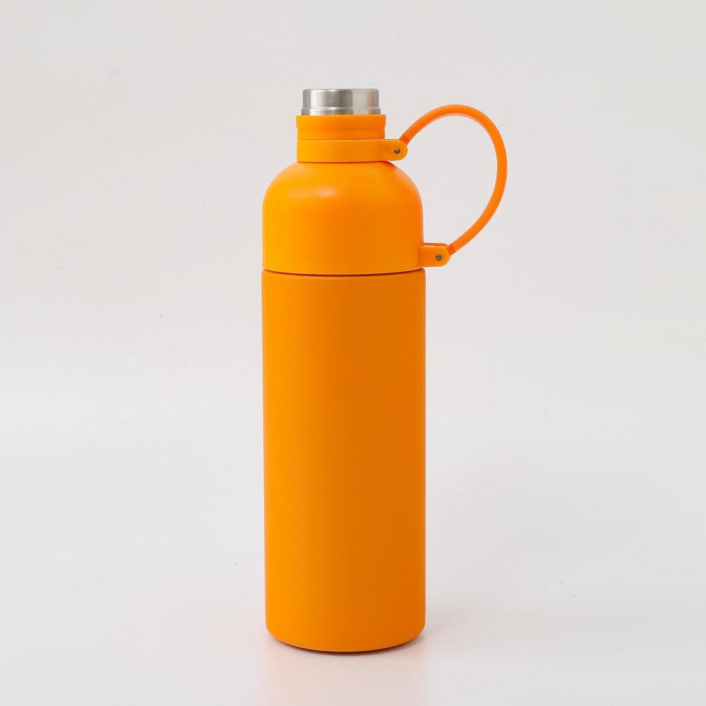 Kuber Industries Water Bottle | Vacuum Insulated Travel Bottle | Hot &amp; Cold Water Bottle | Sipper Bottle for Kids | Thermos Flask for Gym Bottle | MYZ-230802B | 500 ML | Orange