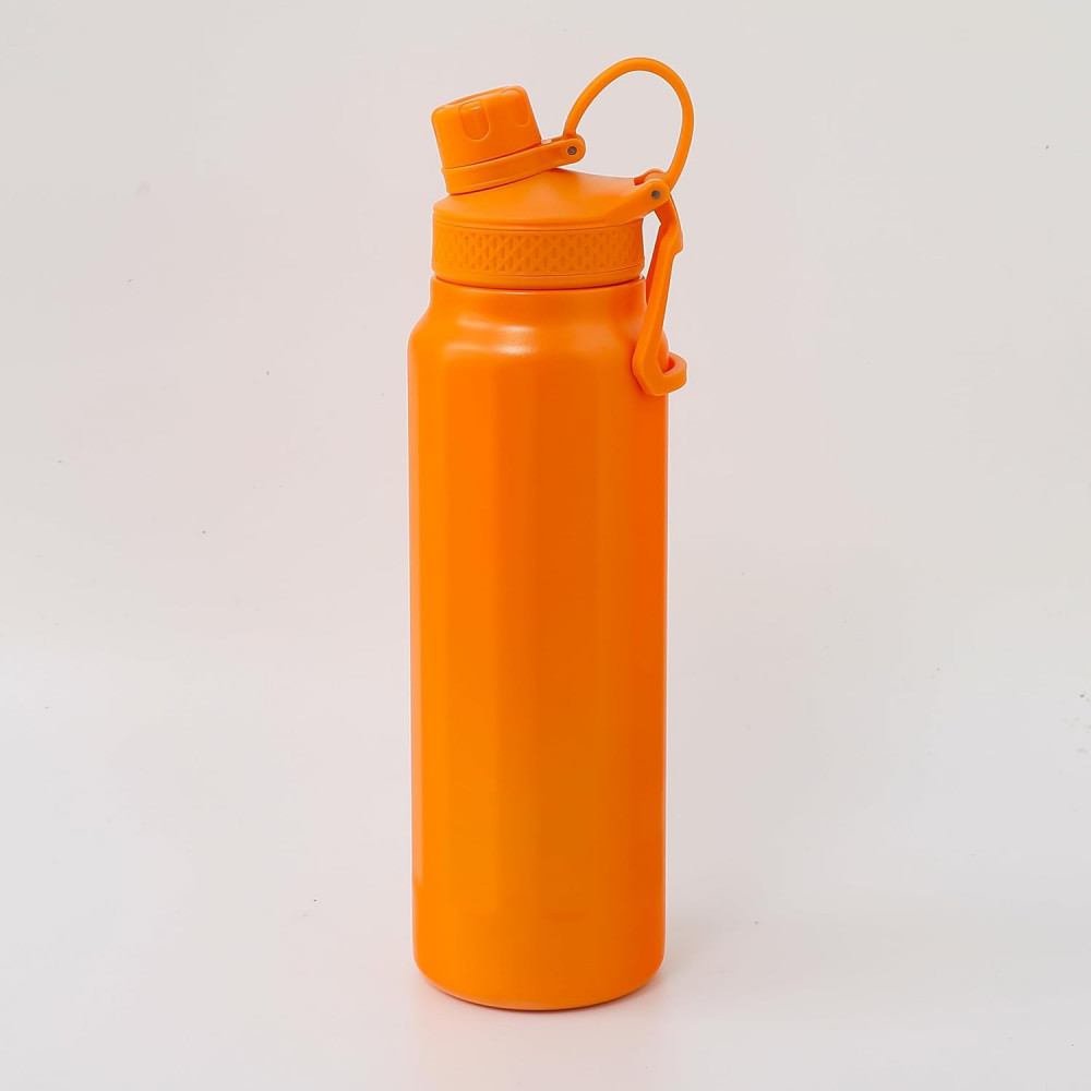 Kuber Industries Water Bottle | Vacuum Insulated Travel Bottle | Hot &amp; Cold Water Bottle | Sipper Bottle for Kids | Thermos Flask for Gym Bottle | MYZ-230801C | 950 ML | Orange