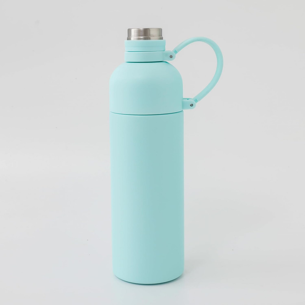 Kuber Industries Water Bottle | Vacuum Insulated Travel Bottle | Hot &amp; Cold Water Bottle | Sipper Water Bottle with Handle | Thermos Flask for Gym Bottle | MYZ-230802C | 500 ML | Light Green
