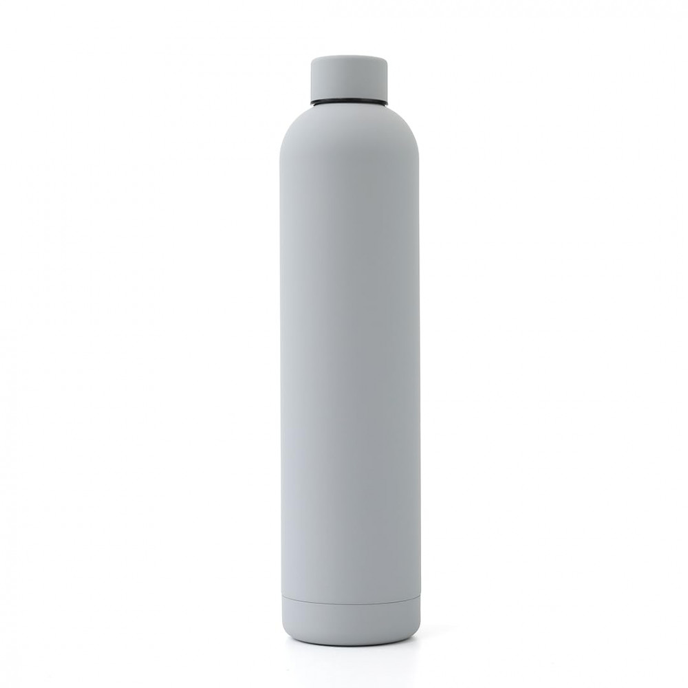 Kuber Industries Water Bottle | Vacuum Insulated Travel Bottle | Hot &amp; Cold Water Bottle | Smooth Rubber Finish Water Bottle | 1 Ltr | PC-23823D | Gray