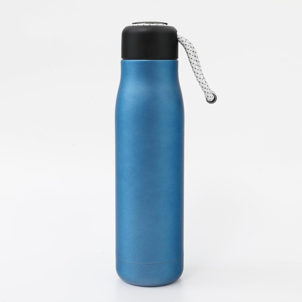 Kuber Industries Water Bottle | Vacuum Insulated Travel Bottle | Hot &amp; Cold Water Bottle | Water Bottle with Carry Handle | Thermos Flask for Gym Bottle | MYZ-230805C | 550 ML | Blue