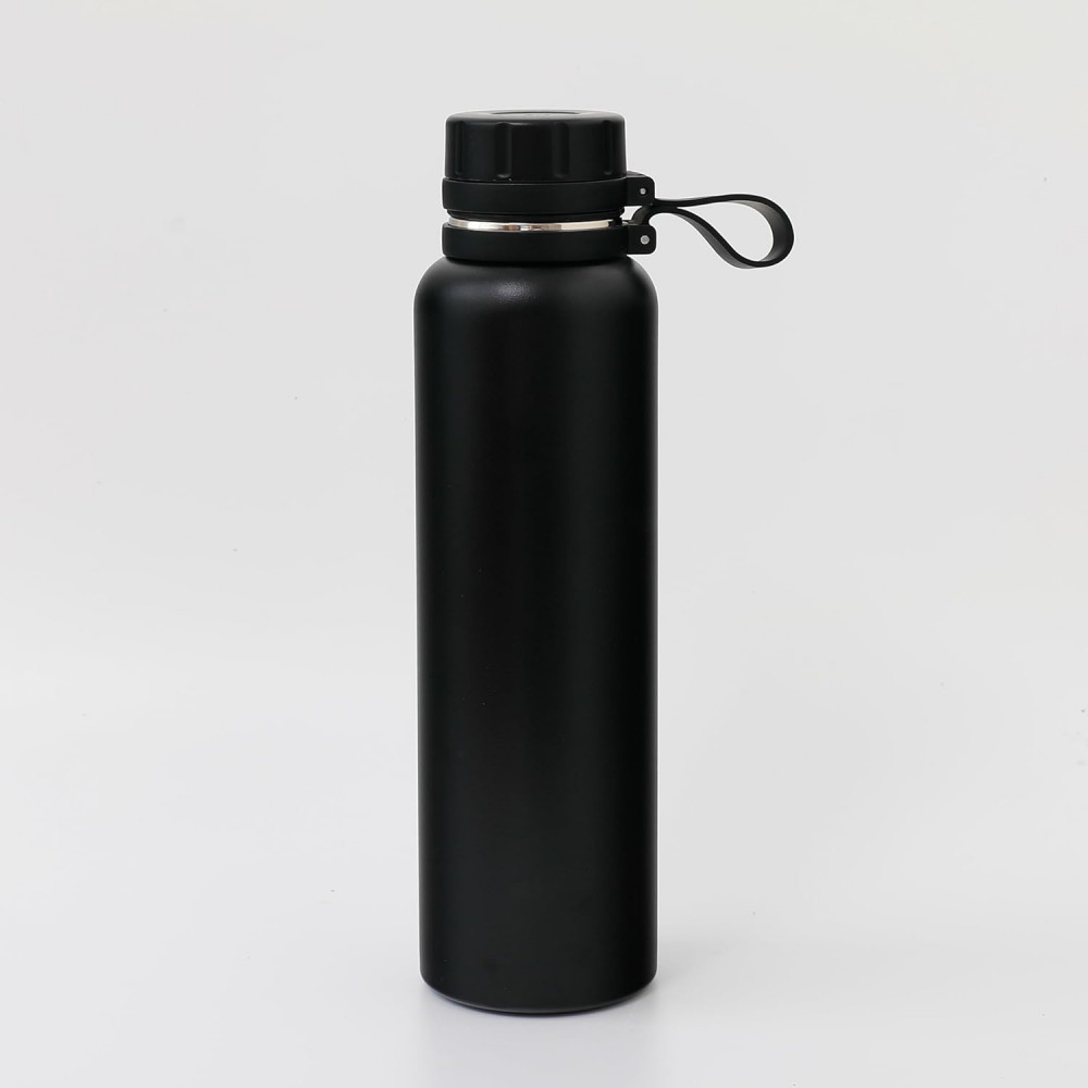 Kuber Industries Water Bottle | Vacuum Insulated Travel Bottle | Hot &amp; Cold Water Bottle | Water Bottle with Handle | Thermos Flask for Gym Bottle | MYZ-230803A | 1100 ML | Black