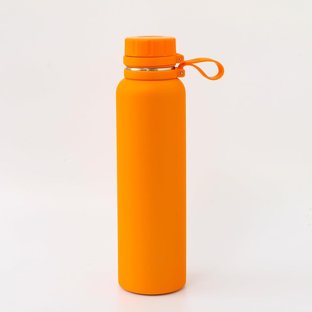 Kuber Industries Water Bottle | Vacuum Insulated Travel Bottle | Hot &amp; Cold Water Bottle | Water Bottle with Handle | Thermos Flask for Gym Bottle | MYZ-230803B | 1100 ML | Orange
