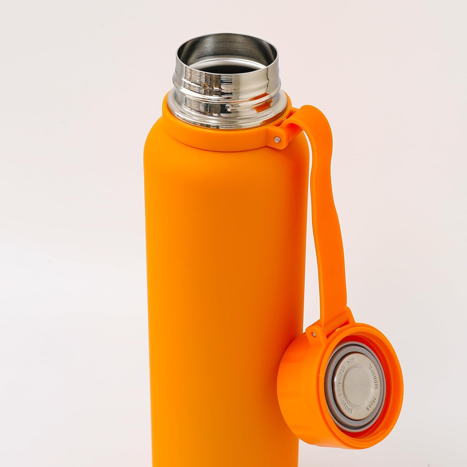 Kuber Industries Water Bottle | Vacuum Insulated Travel Bottle | Hot & Cold Water Bottle | Water Bottle with Handle | Thermos Flask for Gym Bottle | MYZ-230803B | 1100 ML | Orange