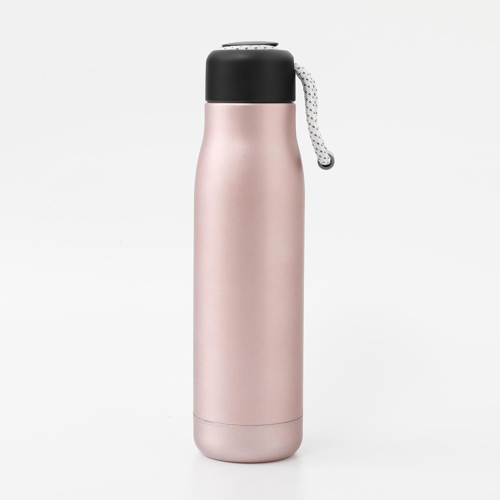 Kuber Industries Water Bottle | Vacuum Insulated Travel Bottle | Hot &amp; Cold Water Bottle | Water Bottle with Carry Handle | Thermos Flask for Gym Bottle | MYZ-230805E | 550 ML | Pink