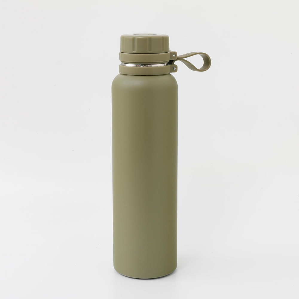 Kuber Industries Water Bottle | Vacuum Insulated Travel Bottle | Hot &amp; Cold Water Bottle | Water Bottle with Handle | Thermos Flask for Gym Bottle | MYZ-230803D | 1100 ML | Olive Green