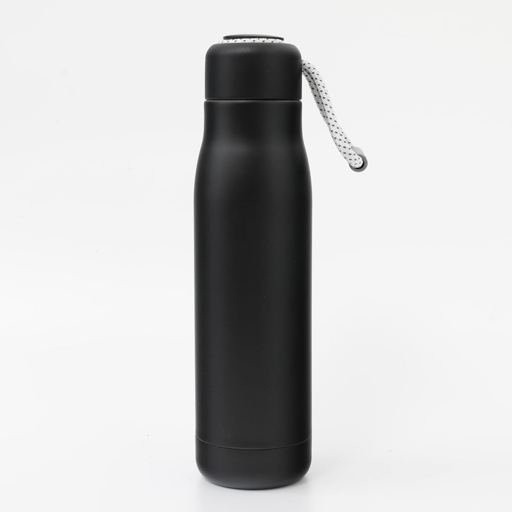 Kuber Industries Water Bottle | Vacuum Insulated Travel Bottle | Hot &amp; Cold Water Bottle | Water Bottle with Carry Handle | Thermos Flask for Gym Bottle | MYZ-230805A | 550 ML | Black