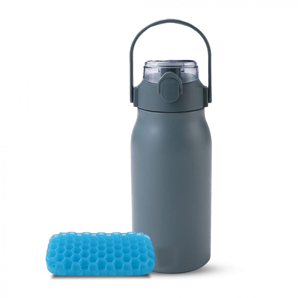 Kuber Industries Water Bottle &amp; Mouse Wrist Pad Combo Set | Office Desk Essentials Combo | Vacuum Insulated Bottle With Handle | Pain Relief Wrist Pad | 1000 ML | HH-22111B-T-D001 | Multi