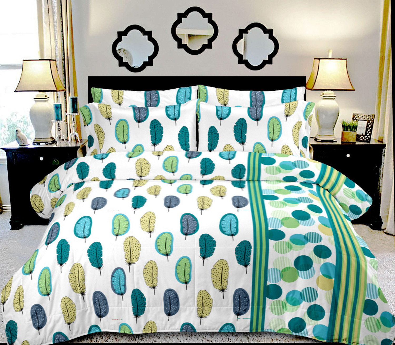 Kuber Industries Wings Print Cotton Double Bedsheet with 2 Pillow Covers (Green)