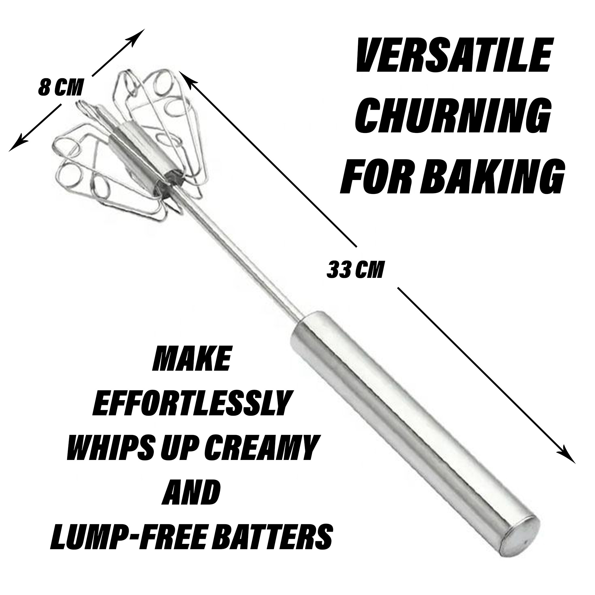 Kuber Industries Wire Churner | Steel Whisk Hand Blender | Cooking Egg Beater Mixer for Kitchen | Kitchen Utensil for Blending-Whisking-Beating & Stirring | 13 Inch | Silver