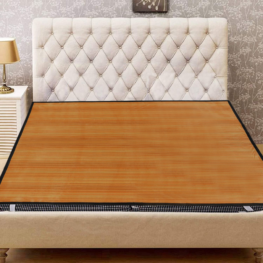 Kuber Industries Wooden Design PVC Double Bed Mattress Protector, 72&quot;x76&quot; (Brown)-44KM0329