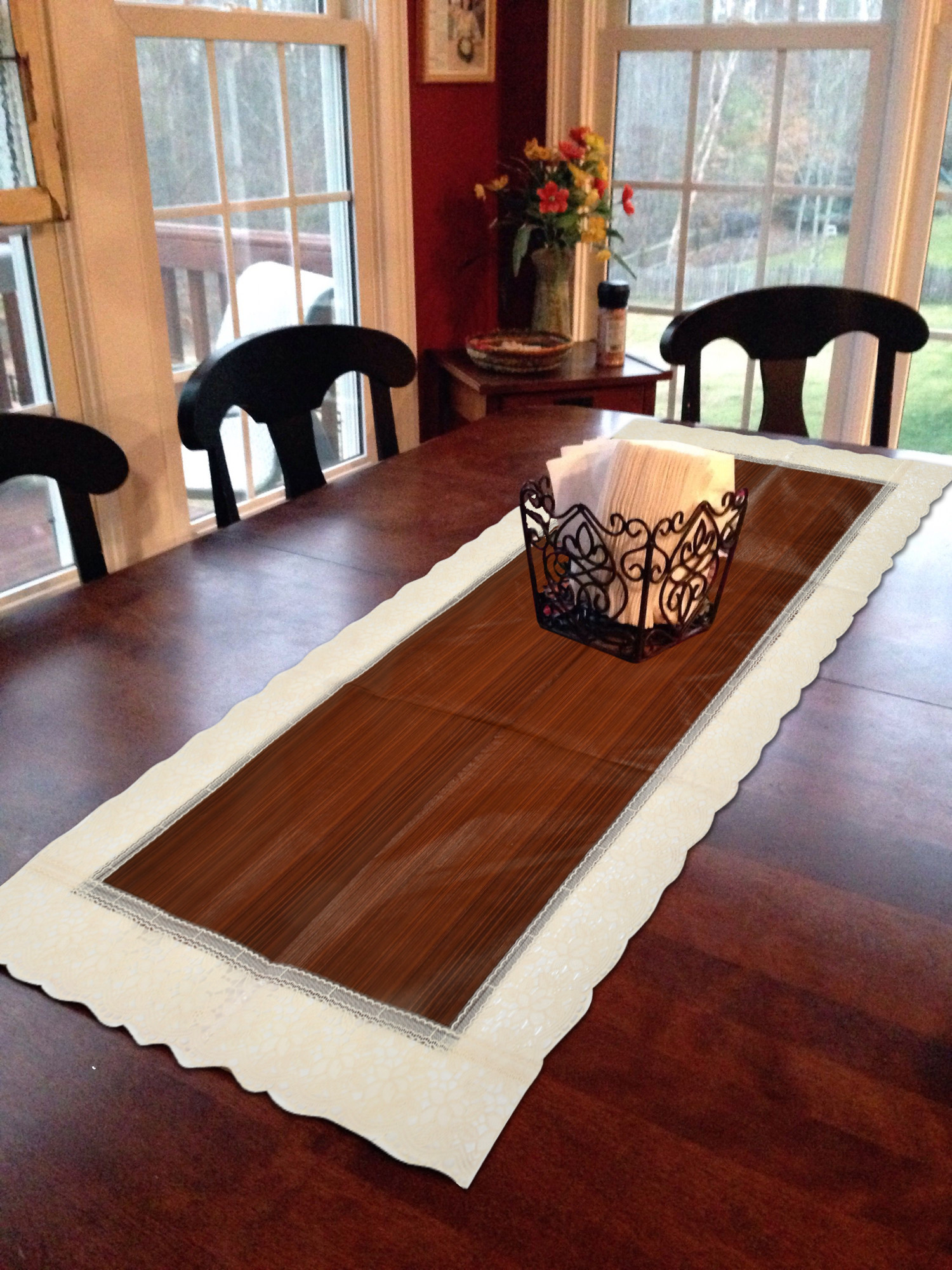 Kuber Industries Wooden Design PVC Table Runner For Farmhouse Dinner, Holiday Parties, Wedding, Events, Décor, 18