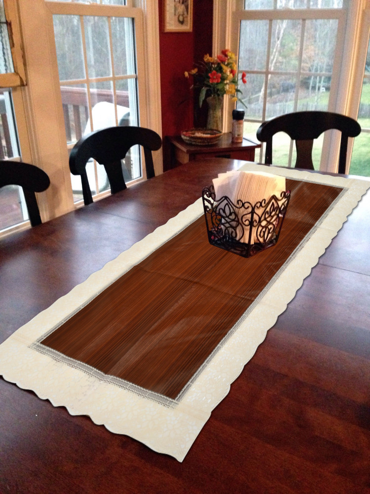 Kuber Industries Wooden Design PVC Table Runner For Farmhouse Dinner, Holiday Parties, Wedding, Events, Décor, 18&quot;x72&quot; (Dark Brown)-HS_38_KUBMART21337