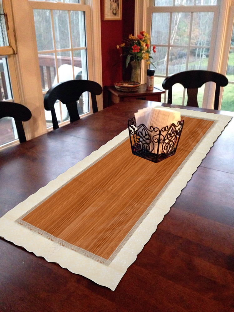 Kuber Industries Wooden Design PVC Table Runner For Farmhouse Dinner, Holiday Parties, Wedding, Events, Décor, 18&quot;x72&quot; (Lite Brown)-HS_38_KUBMART21339