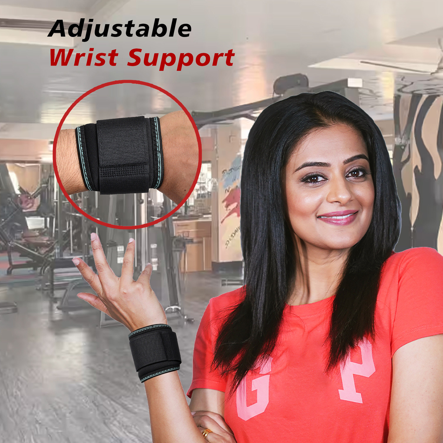Kuber Industries Wrist Brace |Drytex Double Lock Wrist Supporter for Gym | Nylon Wrist Wrap Band Strap for Men and Women | Pain Relief Band | 1 Pair | Black