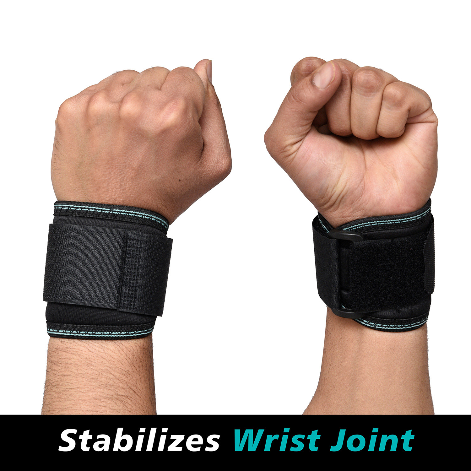 Kuber Industries Wrist Brace |Drytex Double Lock Wrist Supporter for Gym | Nylon Wrist Wrap Band Strap for Men and Women | Pain Relief Band | 1 Pair | Black