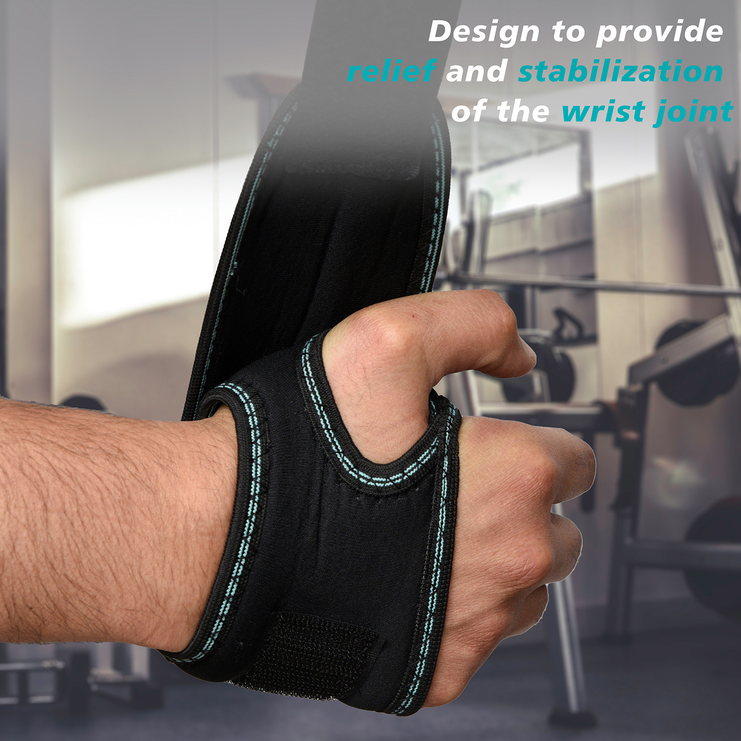 Kuber Industries Wrist Brace with Thumb Loop | Drytex Wrist Supporter for Gym | Nylon Wrist Wrap Band Strap for Men and Women | Pain Relief Band | 1 Piece | Black
