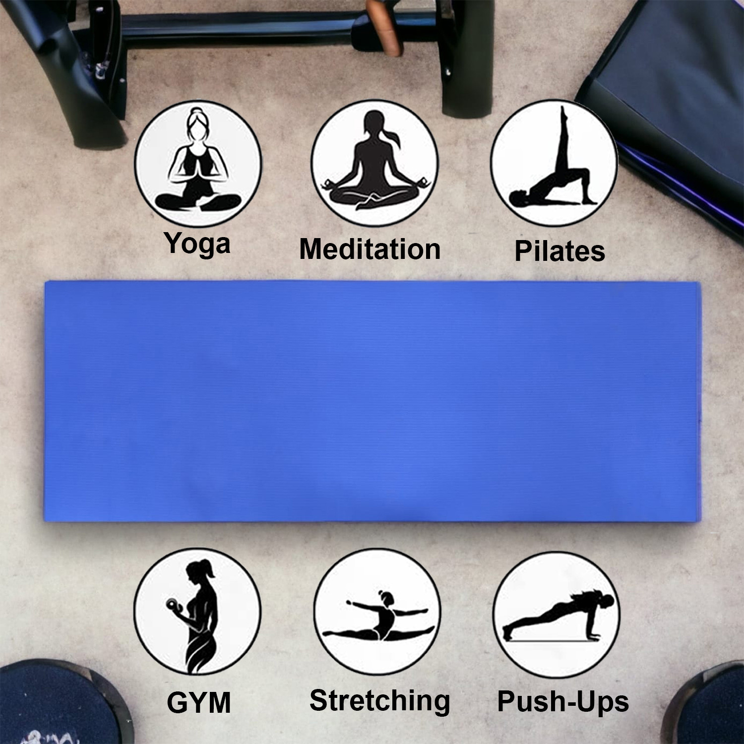 Kuber Industries Yoga Mat | Eva Foam Workout Mat | Anti-Skid Floor Exercise Mat | Carpet Mat for Gym-Fitness | Yoga Mat for Women | Yoga Mat for Men | 6 MM | Blue