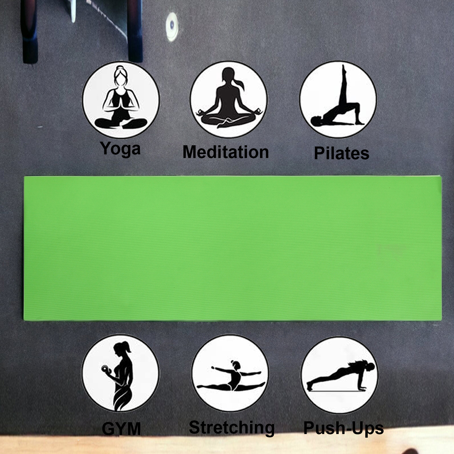 Kuber Industries Yoga Mat | Eva Foam Workout Mat | Anti-Skid Floor Exercise Mat | Carpet Mat for Gym-Fitness | Yoga Mat for Women | Yoga Mat for Men | 6 MM | Green