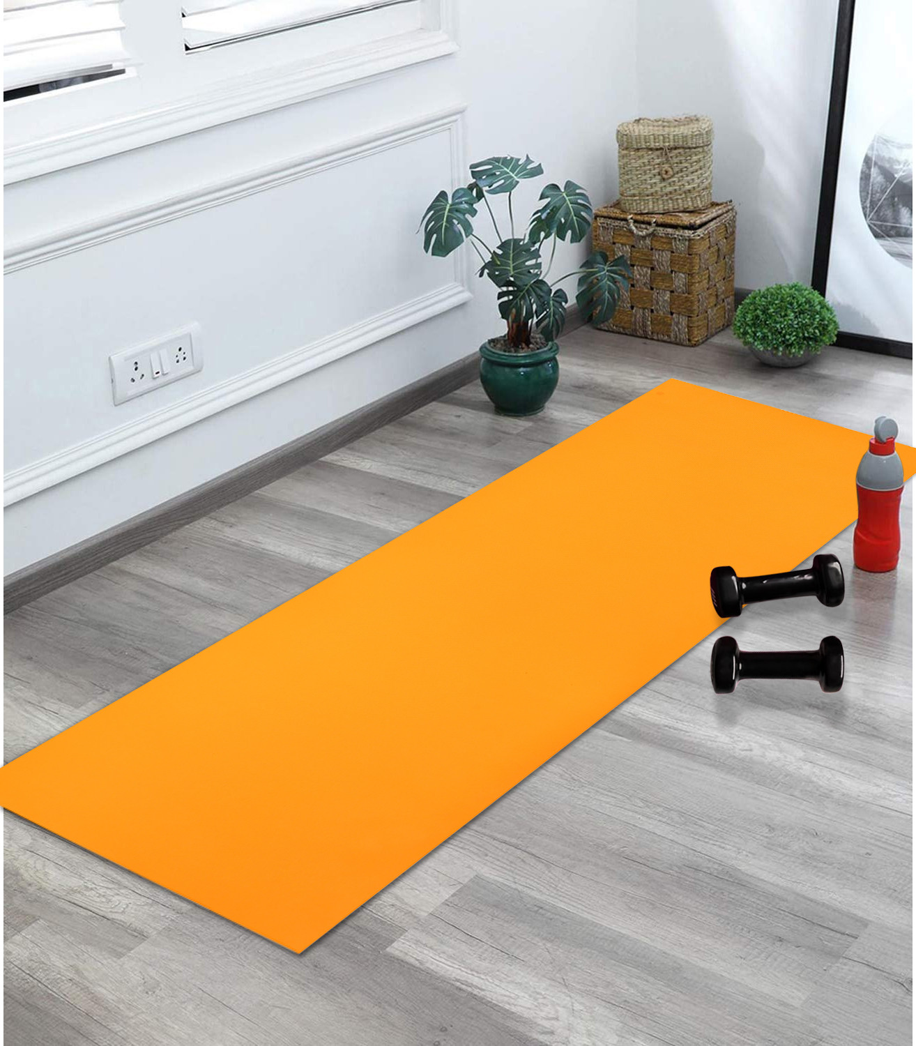 Kuber Industries Yoga Mat | Eva Foam Workout Mat | Anti-Skid Floor Exercise Mat | Carpet Mat for Gym-Fitness | Yoga Mat for Women | Yoga Mat for Men | 6 MM | Orange