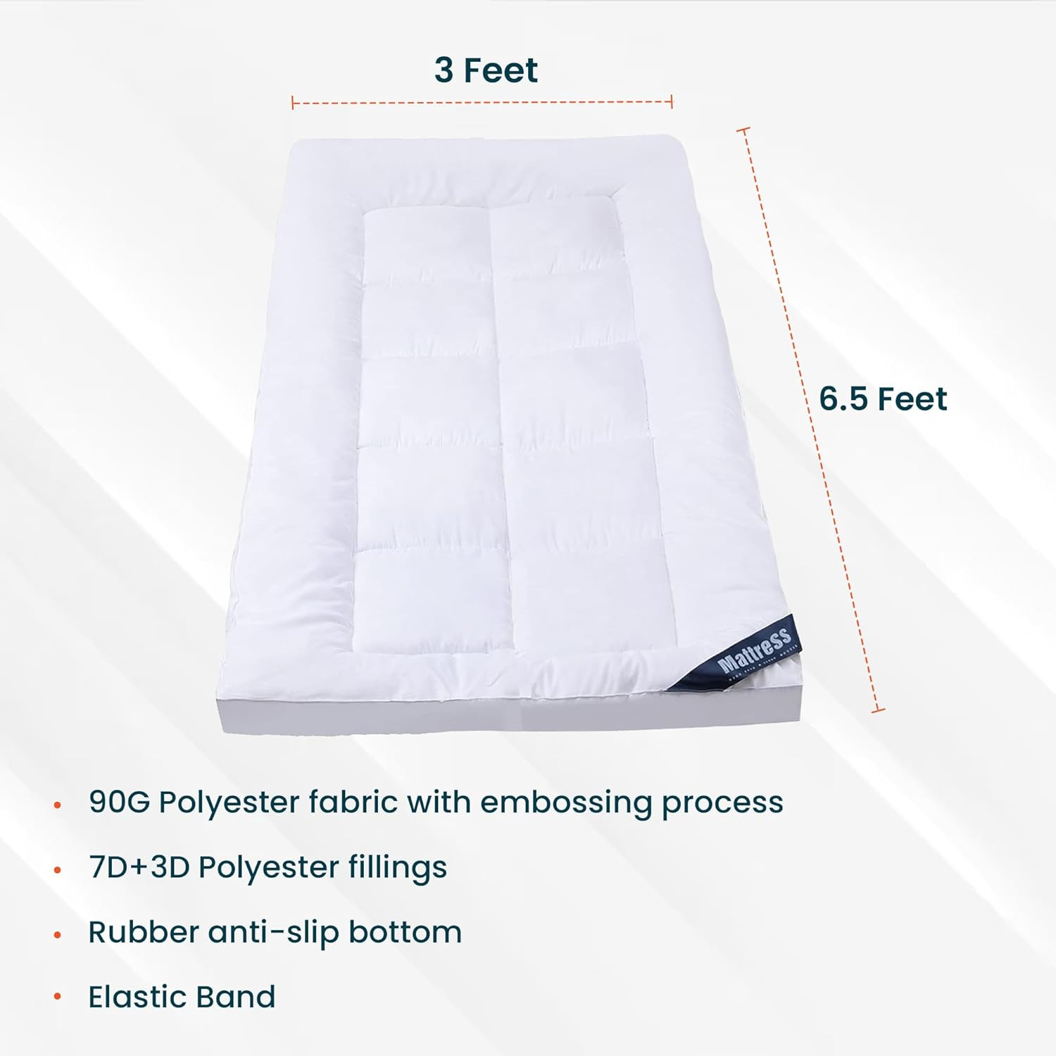 Kuber IndustriesMattress Topper/Padding|Mattress For Comfortable Sleep 3 x 6.5 Feet|WHITE