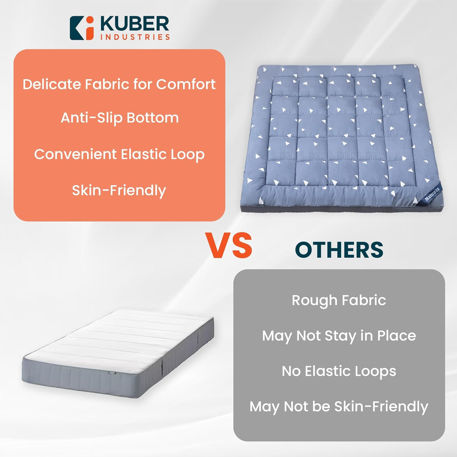 Kuber IndustriesMattress Topper/Padding|Mattress For Comfortable Sleep 6 x 6 Feet|Blue