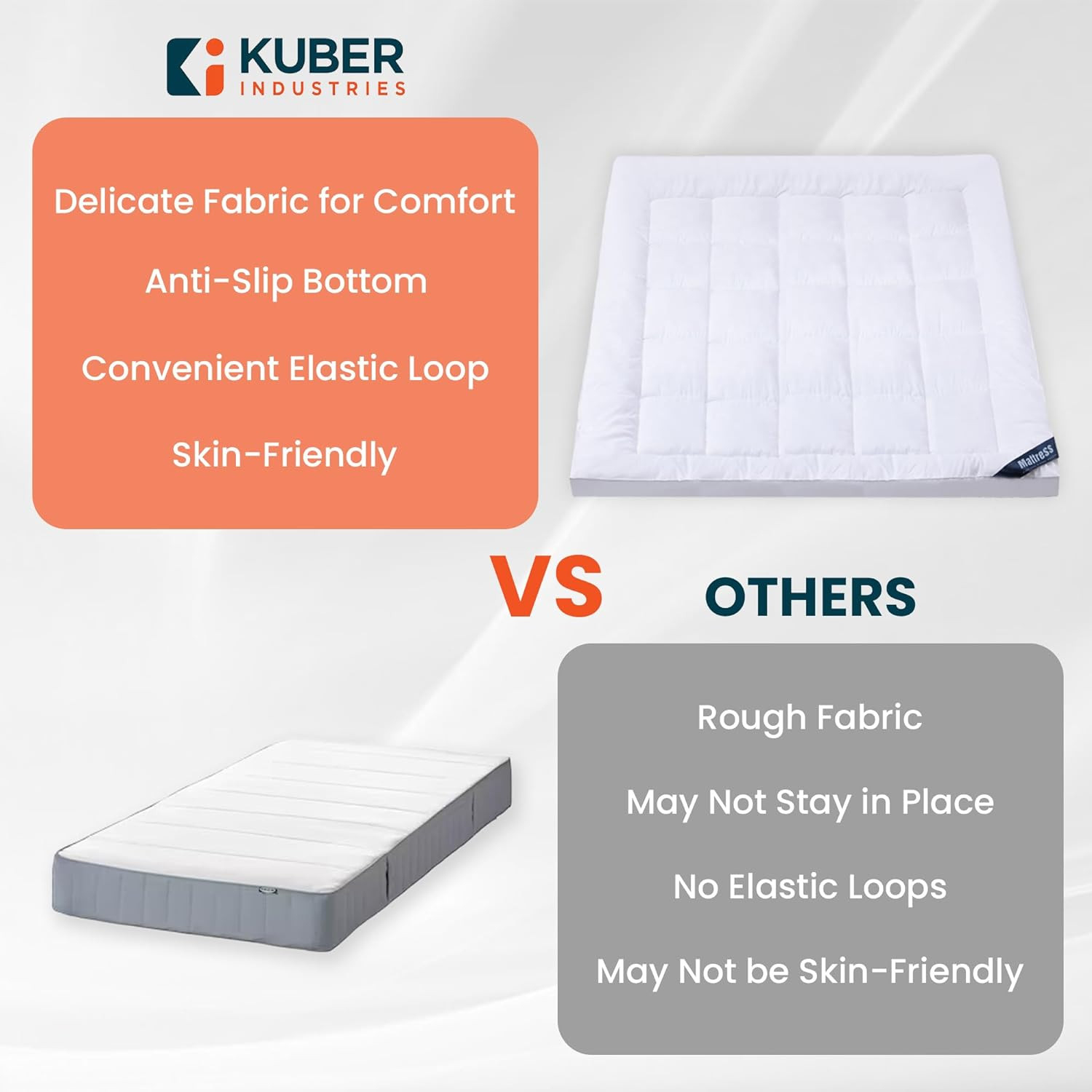 Kuber IndustriesMattress Topper/Padding|Mattress For Comfortable Sleep 6 x 6 Feet|WHITE
