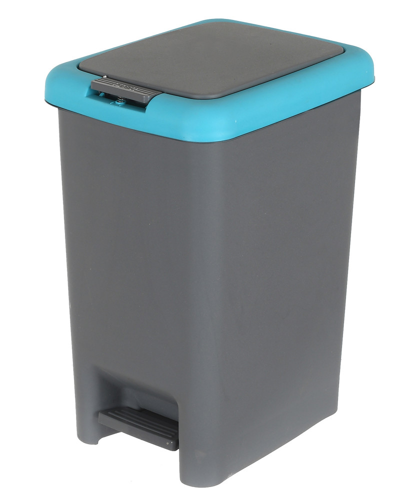 Kuber IndustriesPortable 6.5 Ltr Plastic Push And Pedal Dustbin With Lid Garbage Bins for Home Office (Grey &amp; Blue)