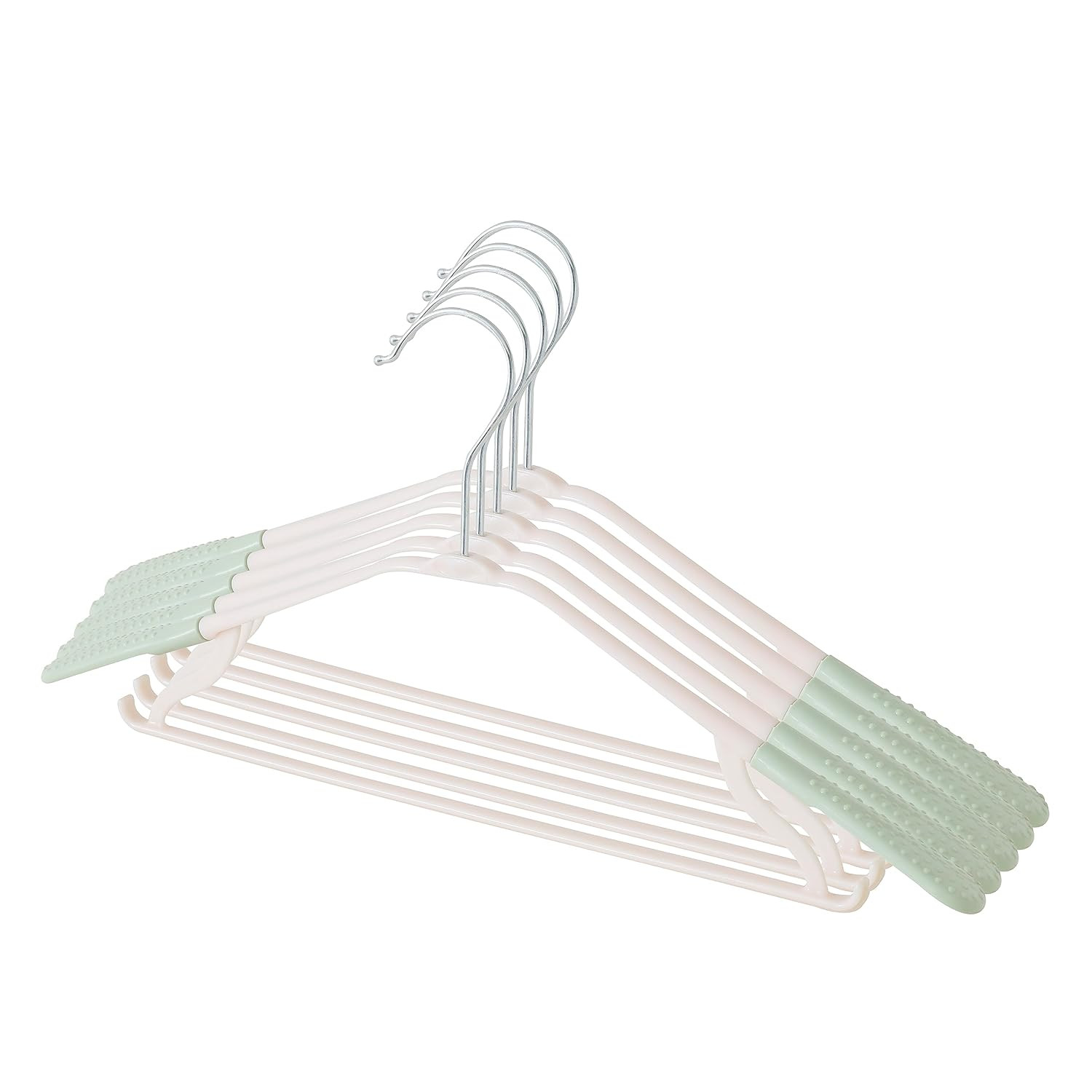 Kuber IndustriesPP Cloth Hanger Set of 5 With Zinc Plated Steel Hook (Green)