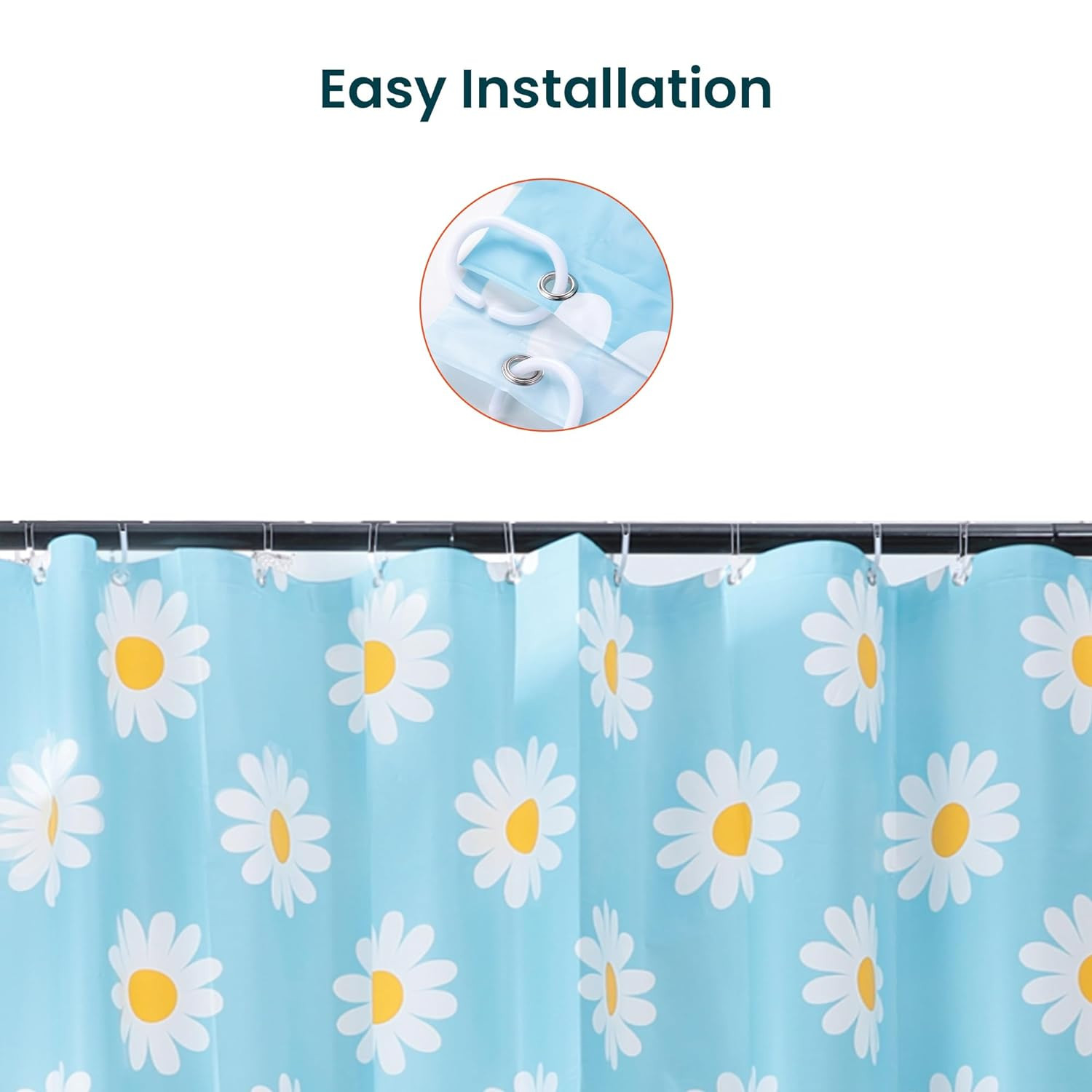 Kuber IndustriesSoft Texture Bath curtain|Natural Drape Waterproof Shower Curtain 6 Feet|Blue