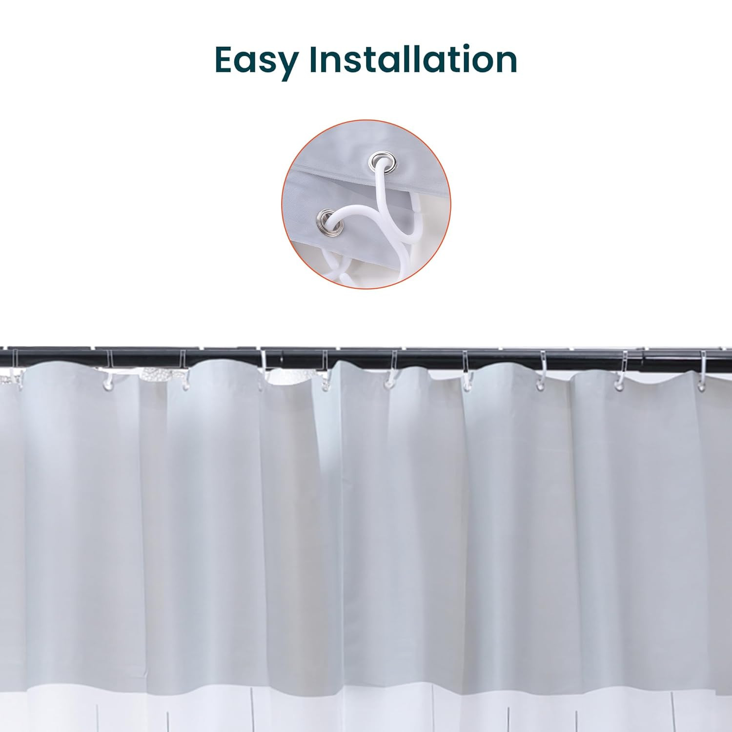 Kuber IndustriesSoft Texture Bath curtain|Natural Drape Waterproof Shower Curtain 6 Feet|Grey