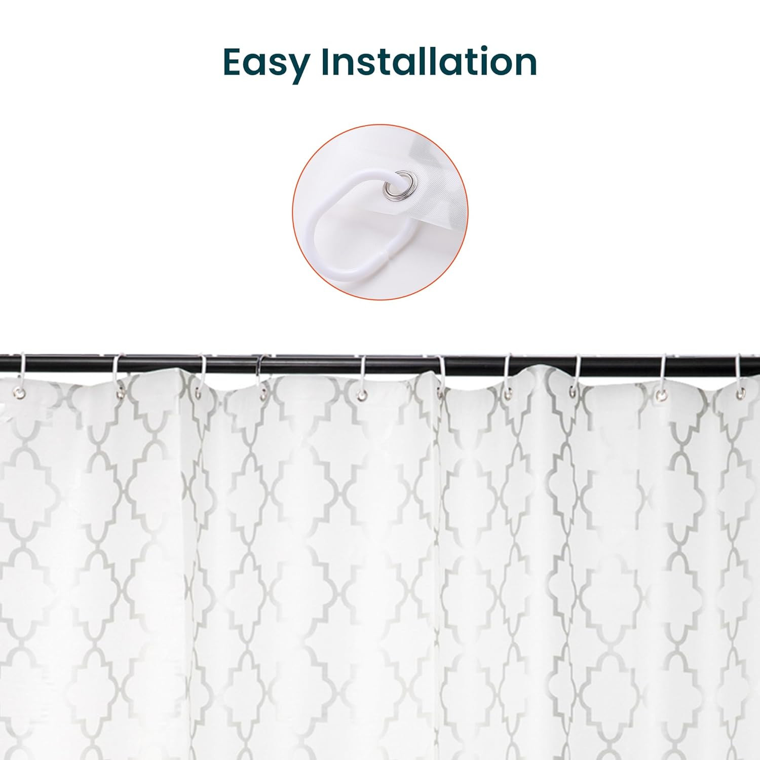 Kuber IndustriesSoft Texture Bath curtain|Natural Drape Waterproof Shower Curtain 6 Feet|Silver