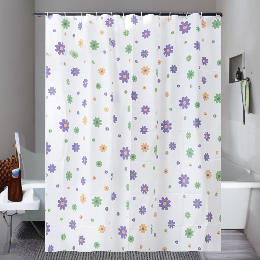 Kuber IndustriesSoft Texture Bath curtain|Natural Drape Waterproof Shower Curtain 6 Feet|White
