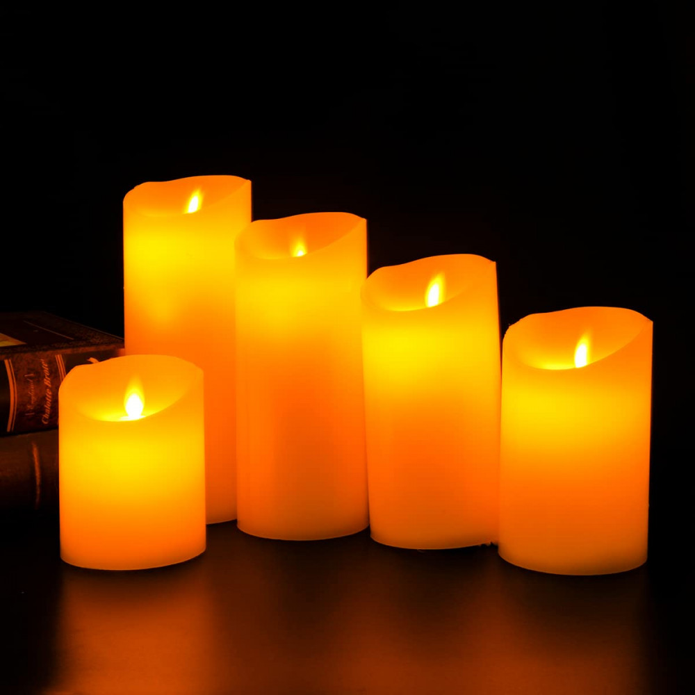 Kuber LED Candles for Home Decoration | Battey Operated |Flameless Yellow Light| Diwali Lights for Home Decoration, Along with Other Festivities &amp; Parties | Pack of 5