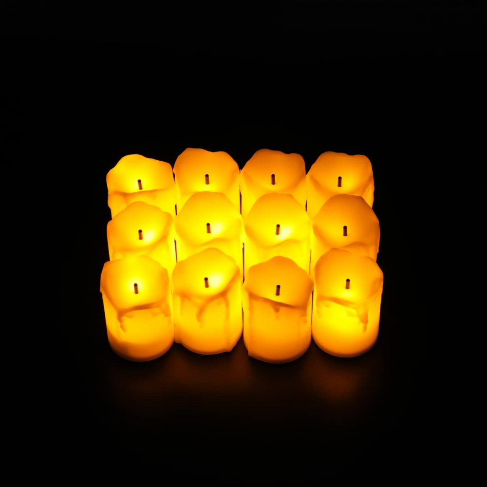Kuber LED Candles for Home Decoration |Battey Operated |Flameless Yellow Light | Diwali Lights for Home Decoration, Along with Other Festivities &amp; Parties| Pack of 12