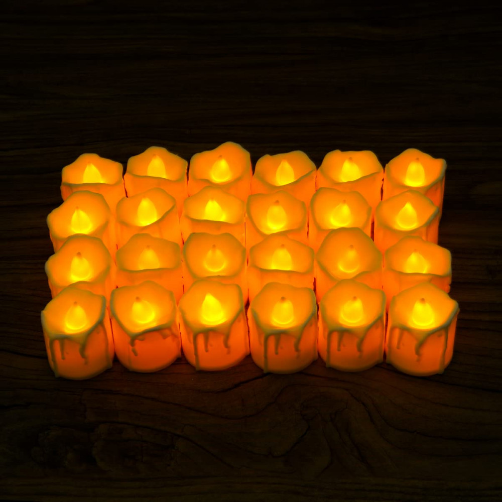 Kuber LED Candles for Home Decoration |Battey Operated |Flameless Yellow Light |Diwali Lights for Home Decoration, Along with Other Festivities &amp; Parties | Pack of 24, Yellow