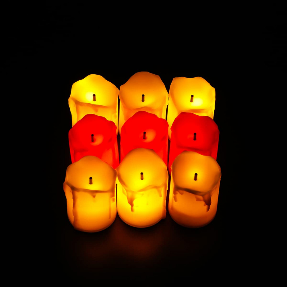 Kuber LED Candles for Home Decoration |Battey Operated |Flameless Yellow Light |Diwali Lights for Home Decoration, Along with Other Festivities &amp; Parties |Pack of 12, Multi-Colour