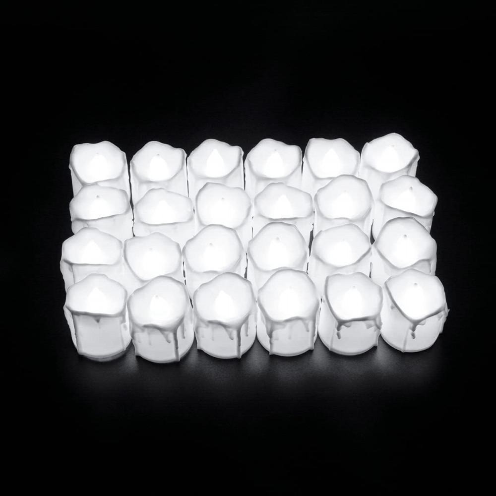 Kuber LED Tea Light Candles for Home DÃ©cor |Battey Operated |Flameless White Light |Diwali Lights for Home Decoration, Along with Other Festivities &amp; Parties| White |Pack of 24
