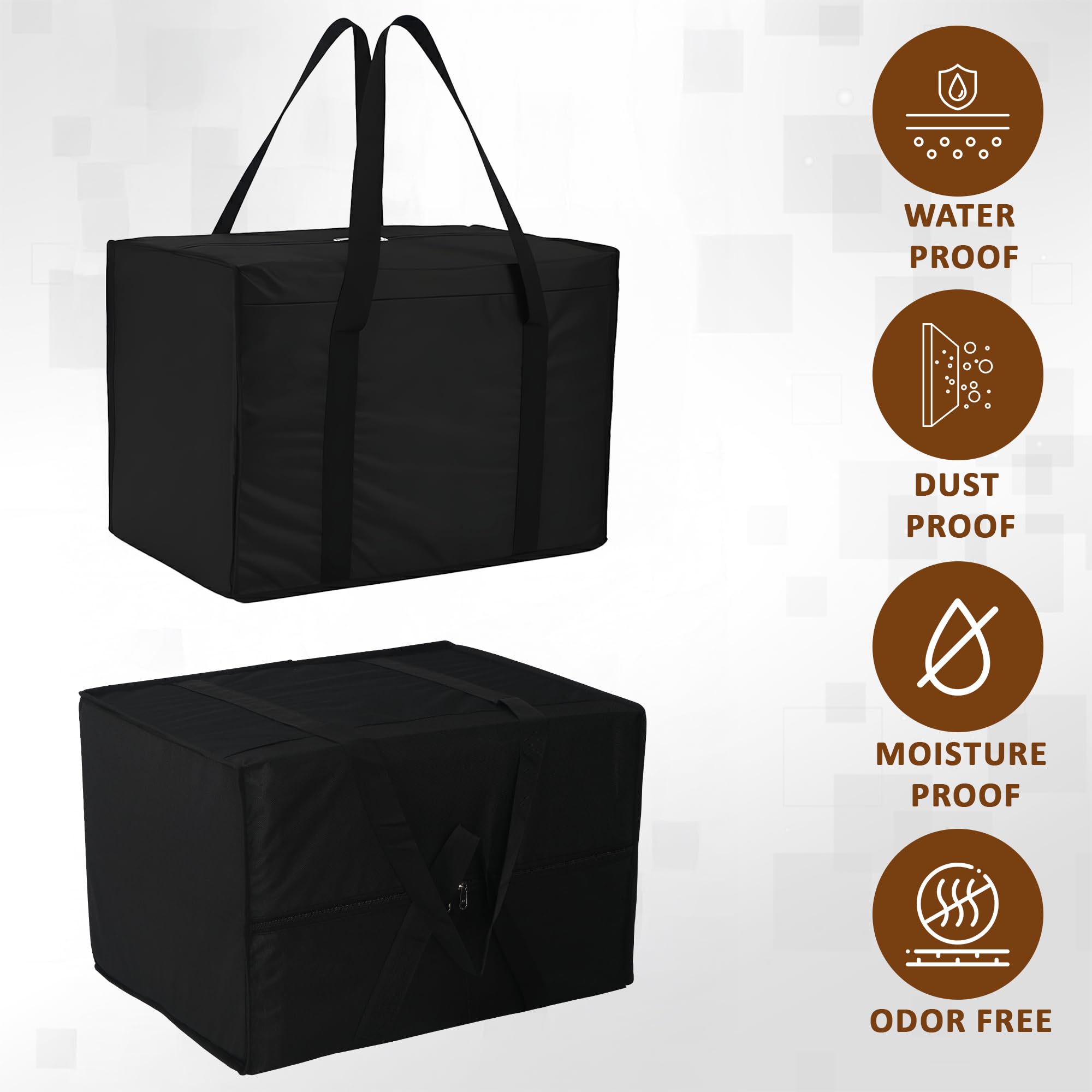 Nylon Under Bed Organizer Storage Bag for Clothes Toys and Stationery  Foldable Garment Organizer for Wardrobe with Zipper  Handles  Closet Storage Bags  Black