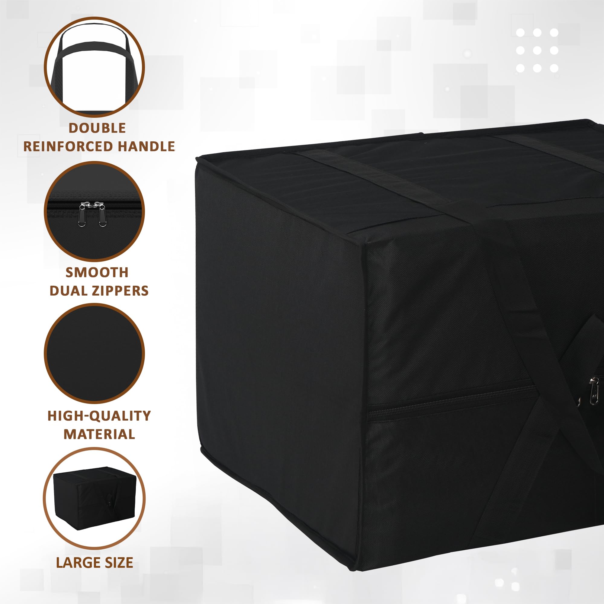 Nylon Under Bed Organizer Storage Bag for Clothes Toys and Stationery  Foldable Garment Organizer for Wardrobe with Zipper  Handles  Closet Storage Bags  Black