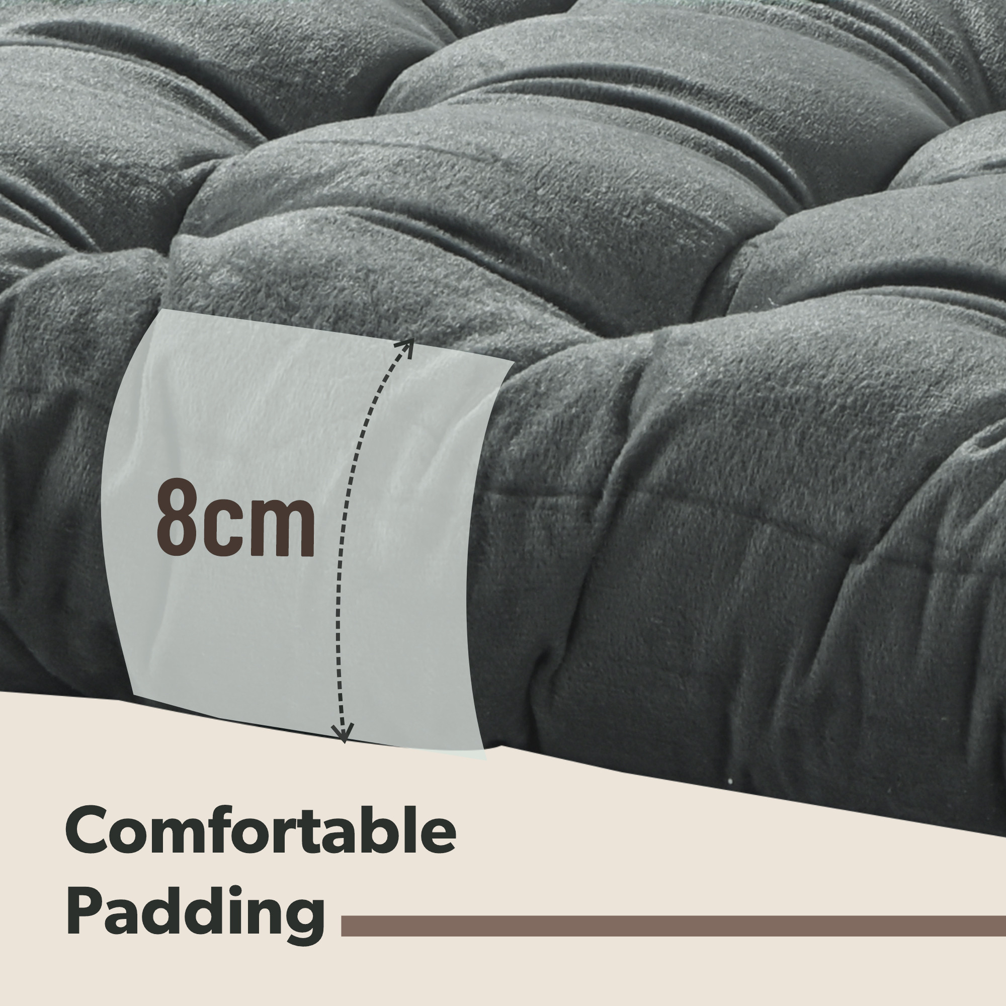 16 Inch Heavy Velvet Chair Pad Cushion with Drawstrings for Dining Office  Home  Soft Seat Pad  Support for Long Sitting  Grey