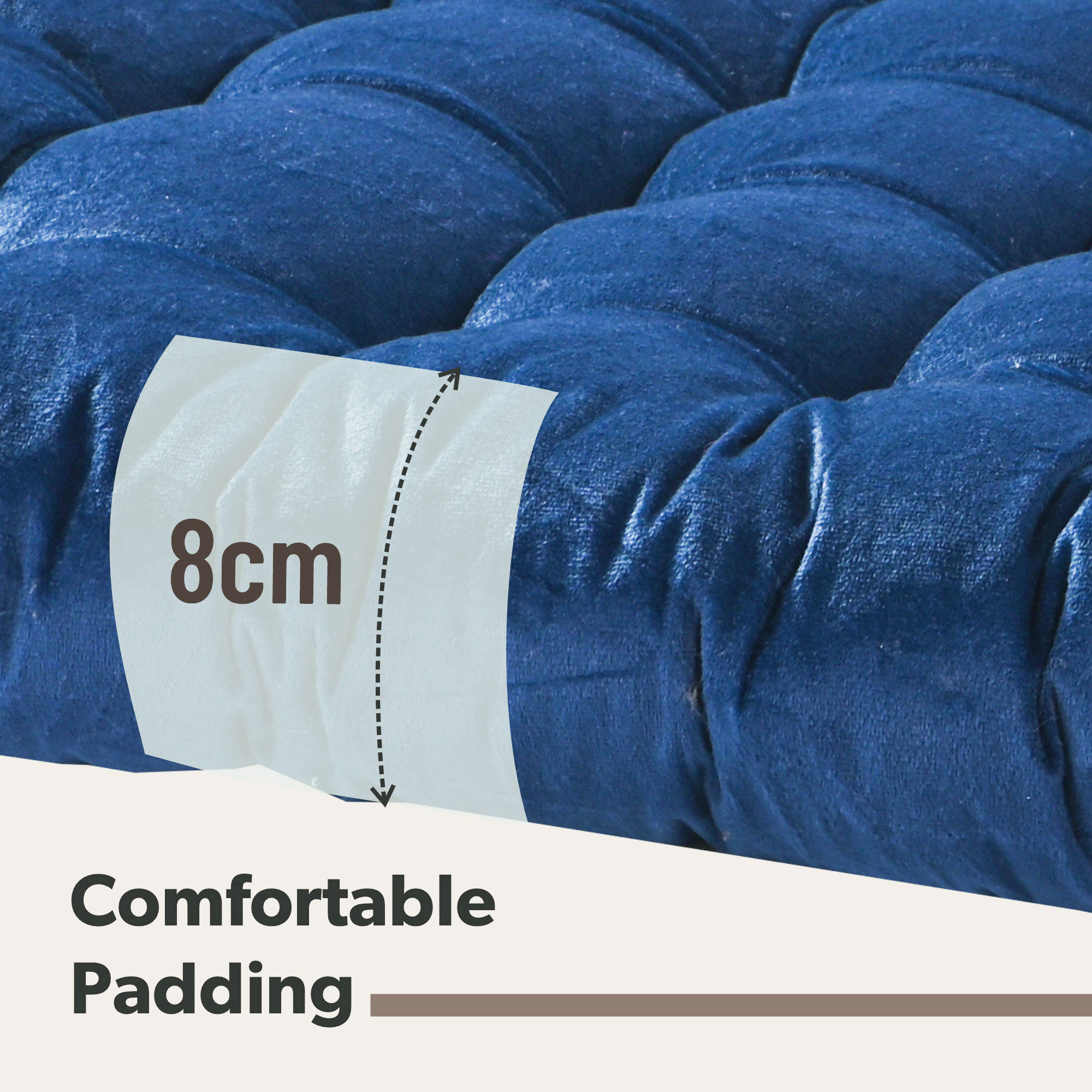 16 Inch Heavy Velvet Chair Pad Cushion with Drawstrings for Dining Office  Home  Soft Seat Pad  Support for Long Sitting  Navy Blue