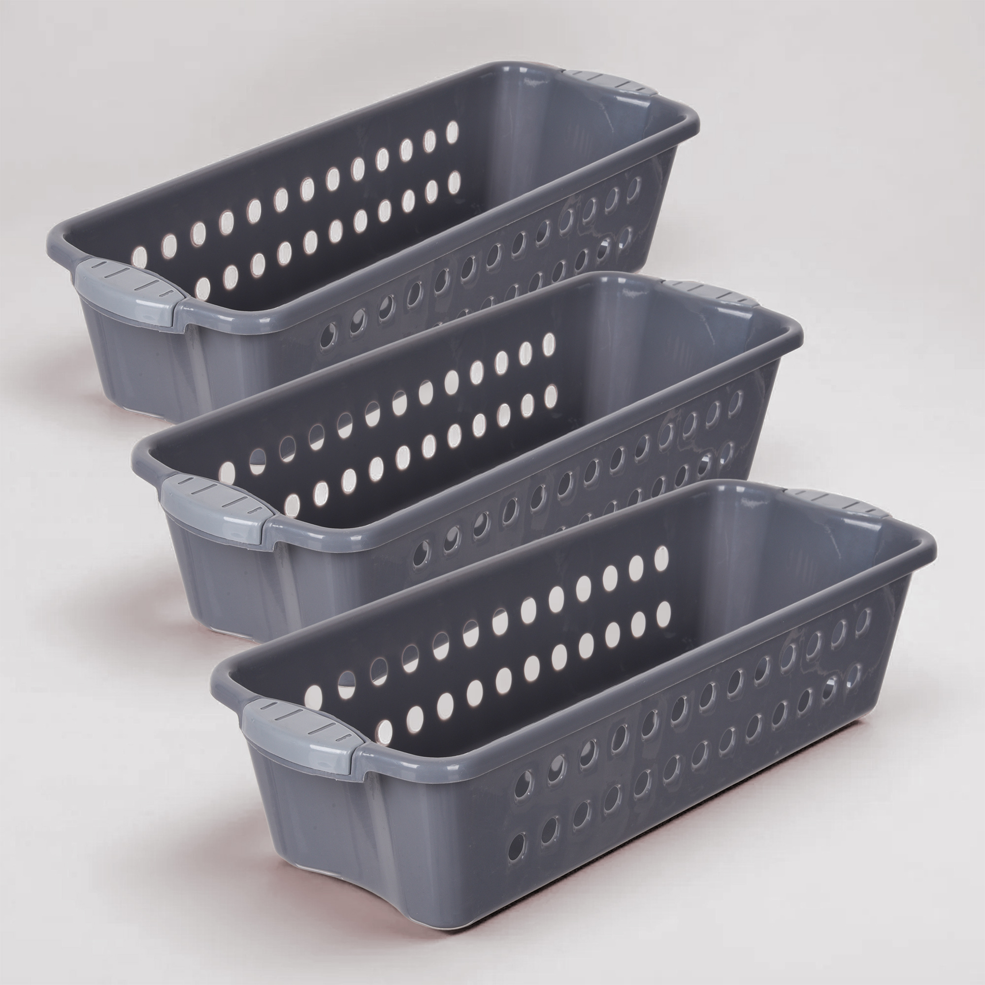 Kuber Industries Pack of 2 Cutlery Holder  Kitchen Organizer with 3 Compartments  Stationery Organizer  Dining Tableware Stand  Multipurpose Desk Organizer Box  Sunny  Gray
