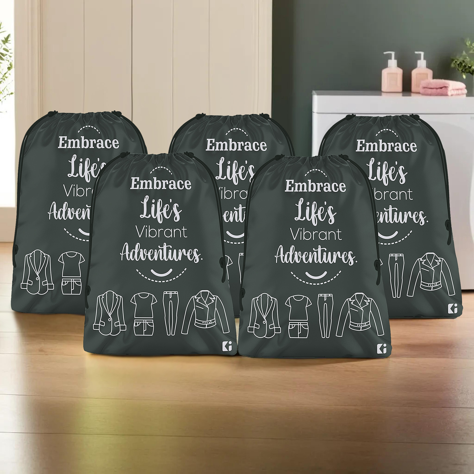 Kuber Industries Pack of 3 Cloth Storage Bag  Storage Organizer  Travel Cloth Carrying Bag  Waterproof Garments Cover  Parachute Storage Organizer for Clothing  Medium  Grey