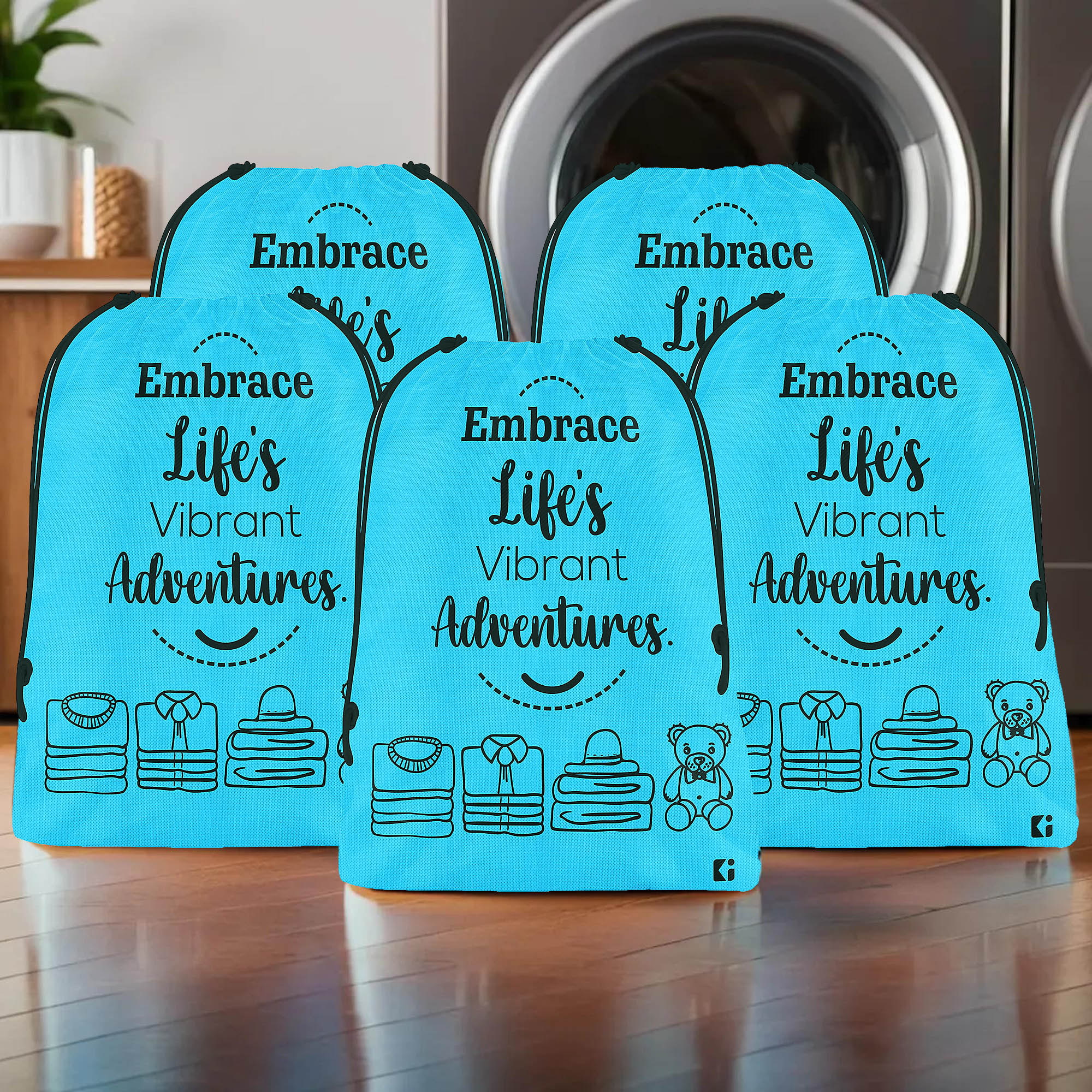 Kuber Industries Pack of 2 Cloth Storage Bag  Non-Woven Storage Organizer  Travel Pouches  Cloth Carrying Bag  Garments Cover for Laundry  Storage Organizer Bag for Clothing  Large  Sky Blue