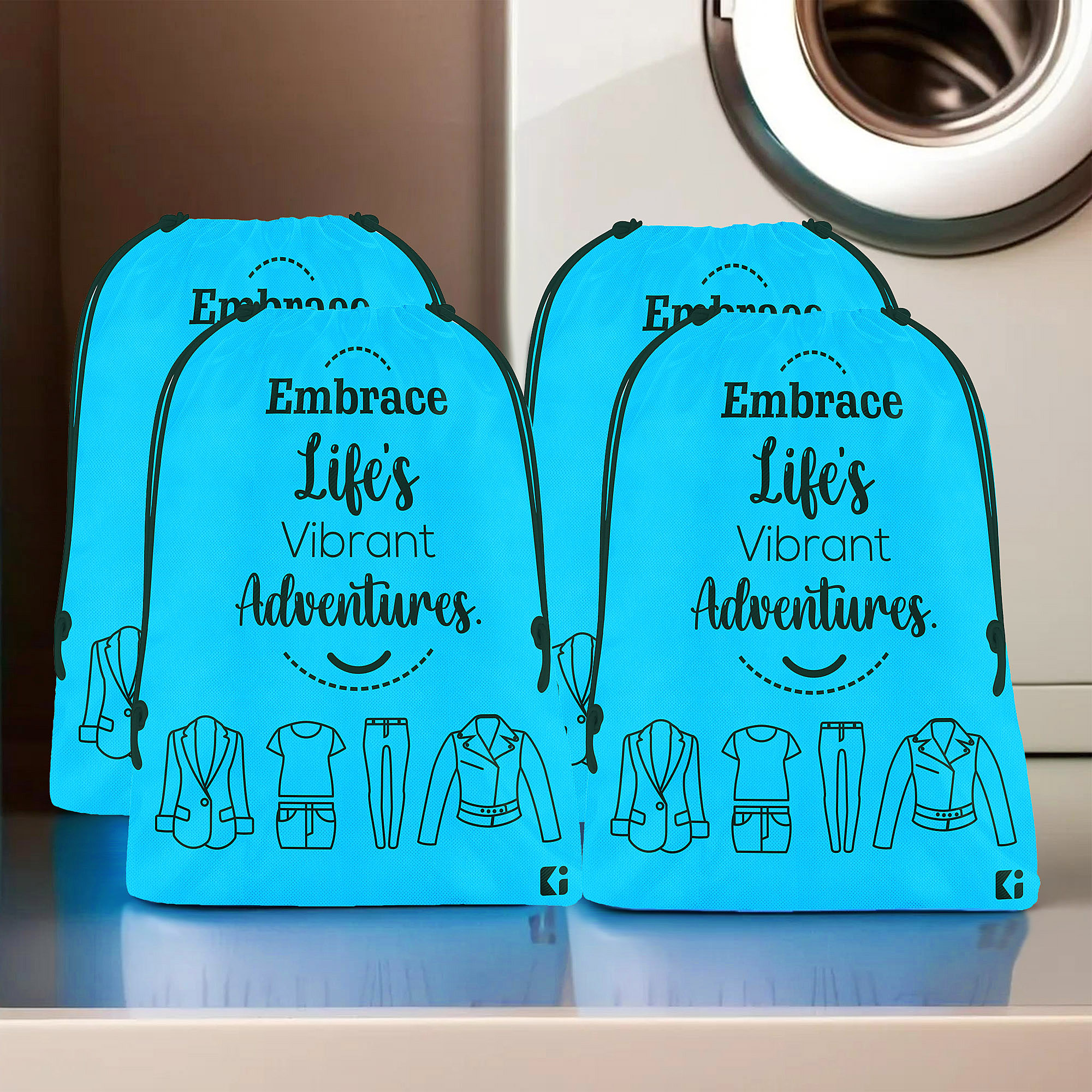 Kuber Industries Pack of 3 Cloth Storage Bag  Non-Woven Storage Organizer  Garments Cover for Laundry  Travel Storage Organizer for Clothing  Travel Cloth Carrying Bag  Medium  Sky Blue