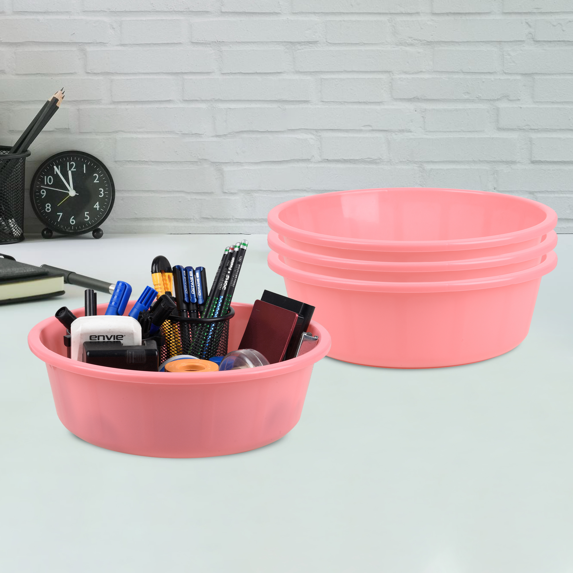 Desk Organizer  Stationery Organizer  Multipurpose Storage Organizer  Office Supplies Organizer for Pen-Pencil-Staplers-Clips  Desktop Organizer  6 LTR  Light Pink